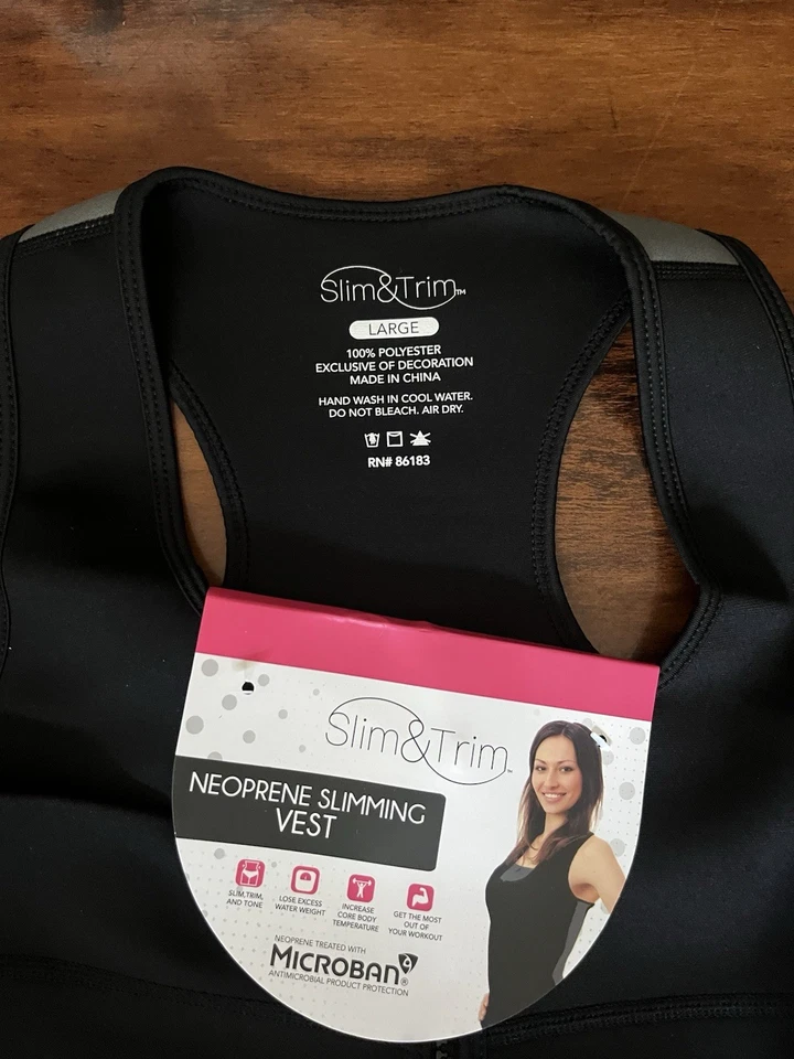 Slim & Trim Neoprene Slimming Vest Body Shaping Size LARGE Black/Grey NEW - Image 2 of 4