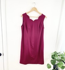 Talbots 12P Magenta Berry Scalloped Sleeveless Sheath Career Dress Women’s 12P