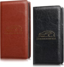 Frienda 2 Pcs Car Registration and Insurance Card Holder, PU Leather Auto