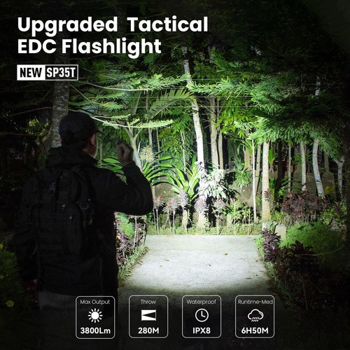 Sofirn SP35T 3800lm Taktische Taschenlampe 21700 USB-C Wiederaufladbare LED Taschenlampe - Bild 5 von 24