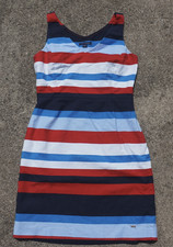 Tommy Hilfiger Striped Dress Women 4 V Neck Sleeveless Nautical Preppy Americana