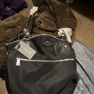 MZ Wallace Black Quilted Tote Bag, Large, Zip Closure, Silver Hardware