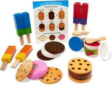 Wooden Frozen Treats Ice Cream Play Set 24 Pcs - Play Food and Accessories Foo