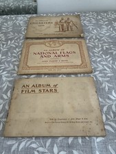 3 x Antique Cigarette Card Albums &ndash;  film stars flags and cricketers &ndash; players