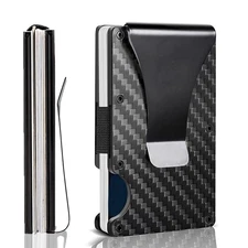 Men's RFID Blocking Slim Wallet - Carbon Fiber Money Clip & Card Holder