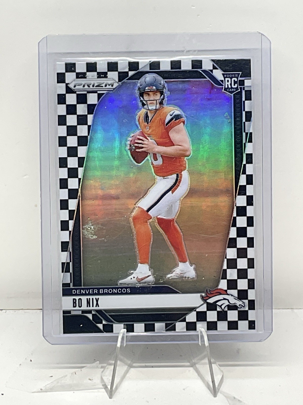 2024 Panini Prizm Bo Nix #309 Black & White Checker Prizm SP Broncos Rookie RC