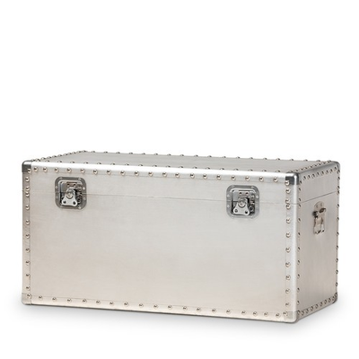 #ad Baxton Studio Serge 13.98quot; High Storage Trunk Silver 160 10246 HiT $130.82