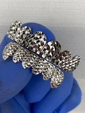 REAL Solid 925 Sterling Silver Diamond Cut Grillz Teeth Fronts Slugs Top Bottom