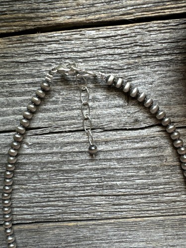 Sterlingsilber 4 mm Perlen mit türkis Perlen Halskette Halskette. 14 Zoll - Bild 8 von 12