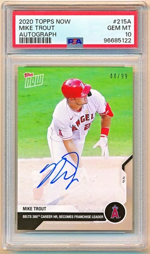 2020 Topps Now Mike Trout Autographs Auto #215A (xx/99) PSA 10 - POP 10 - QTY