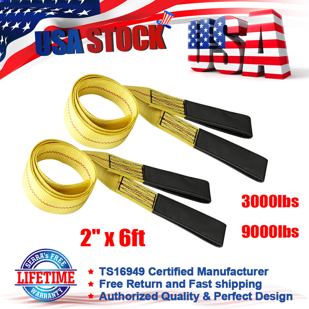 2" x 6ft Nylon  Lifting Sling Tow Strap Eye & Eye with Heavy Duty