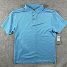 NWT PGA Tour Men's Medium Light Blue Golf Polo Shirt Short Sleeve 70 MSRP