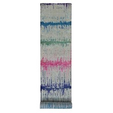 2'7"x14' THE CARDIAC Sari Silk with Textured Wool Runner Hand Knotted Rug R87636