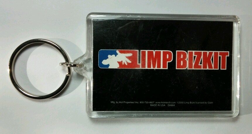 AS-IS LIMP BIZKIT RED WHITE BLUE WRITING BLACK BAND KEY CHAIN
