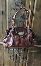 Roberta Gandolfi Butter Soft Destresses Brown Leather Handbag Purse Tote 