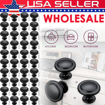 #ad #ad Cabinet Black Knobs Bedroom Kitchen Drawer Cupboard Handle Pulls Hardware LOT $65.99