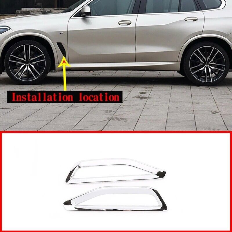 Bright Silver ABS Chrome Car Side Air Vent Decoration Trim For BMW X5 G05 19-21