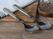 2-teilig Chic Antique Salatbesteck Salatl&ouml;ffel Champagner Grau Vintage Shabby