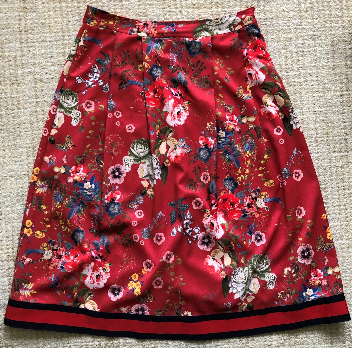 Red floral long skirt 14 Marks Spencer Roses 31