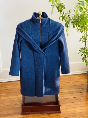 Club Monaco Blue Pea Wool Coat For Brand