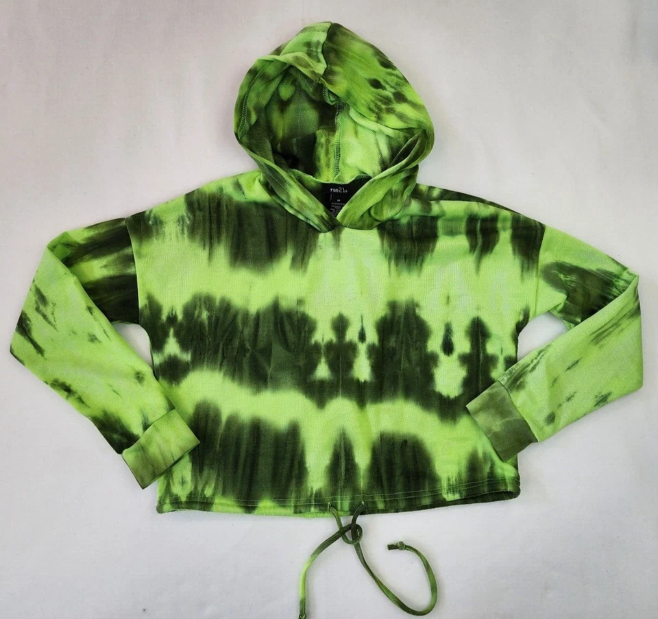 SUDADERA CORTA TIE DYE FAVORITA RUE 21 SUDADERA CON CAPUCHA JUNIORS XS Verde Ropa Activa Foto 2 de 4