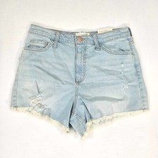 Universal Thread Shortie Shorts Women 6 Denim Highest-Rise Distressed Light Blue