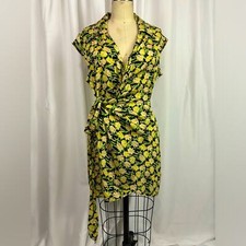 Urban Outfitters Yellow Floral Shirt Sleeve Wrap Dress NWT Medium