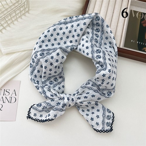 68*68cm Cotton Linen Square Neckerchief DIY Flower Printed Bandanas Hair Scarf ✨ - Picture 17 of 43