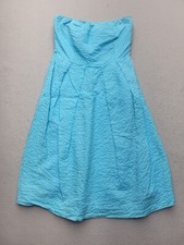 J. Crew Women Dress 2 Blue Strapless Sleeveless Knee Length Cotton