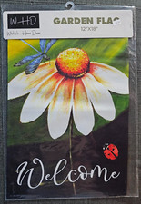 Nice Garden Flag 12" x 18" Double Sided "Welcome W/ Daisy"