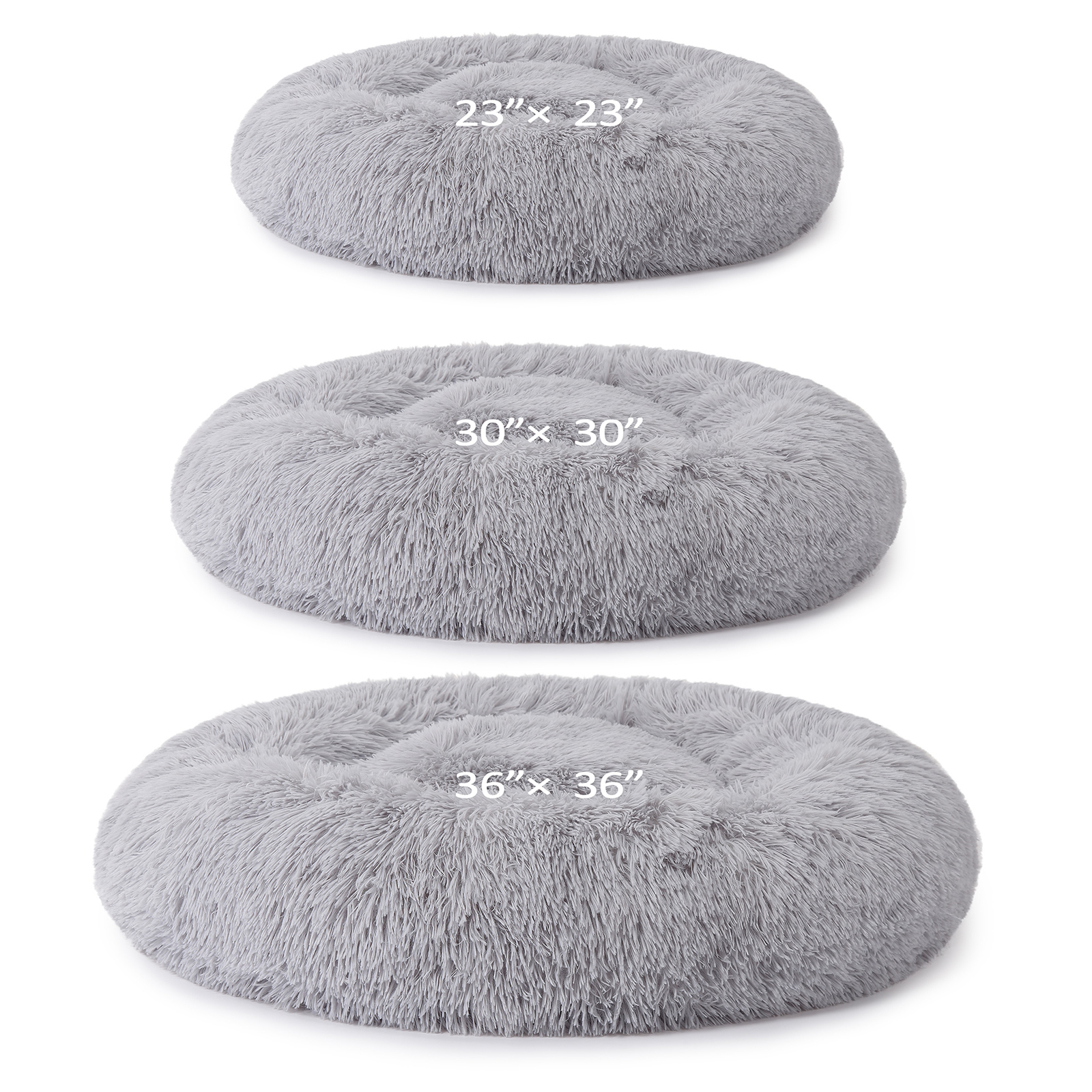 Calming Dog Bed Cat Bed Donut Faux Fur Pet Bed Round AntiAnxiety Donut