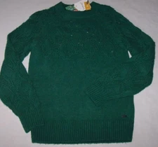 NWT Joules Fawn GREEN LEAF CROCHET PATTERN Knit Sweater US 2 Alpaca Blend COZY