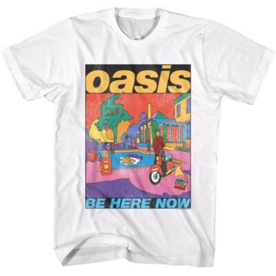 Oasis Band Be Here Now Full Color Album Cover Men's T Shirt Rock Music Merch