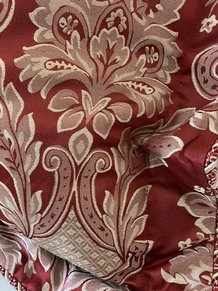 Luxury Large Woven Rectangle Cushion Cover Pillowcase Deep Red Wine Gold Braided - Image 3 of 4