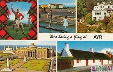 We're having a fling at Ayr, Ayrshire, Scotland vintage postcard, multiview