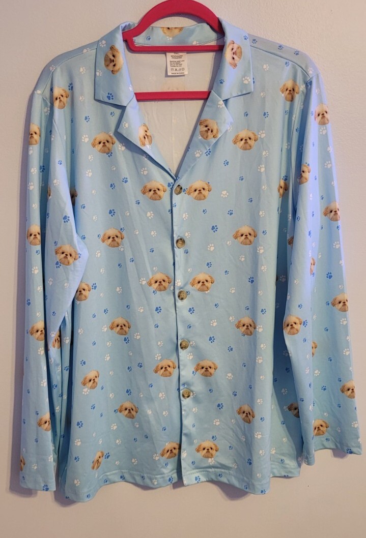 Women’s Large Cute Dog Faces Soft Pj Top