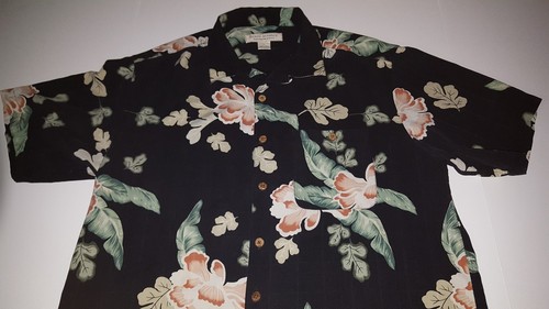 Island Republic Silk Camp Shirt Hawaiian Hisbiscus Floral Casual Cruise Large L - Picture 7 of 10