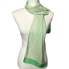 Vintage Green Print Silk Blend Scarf B. Altman  Co. Art Deco Mid Century Modern