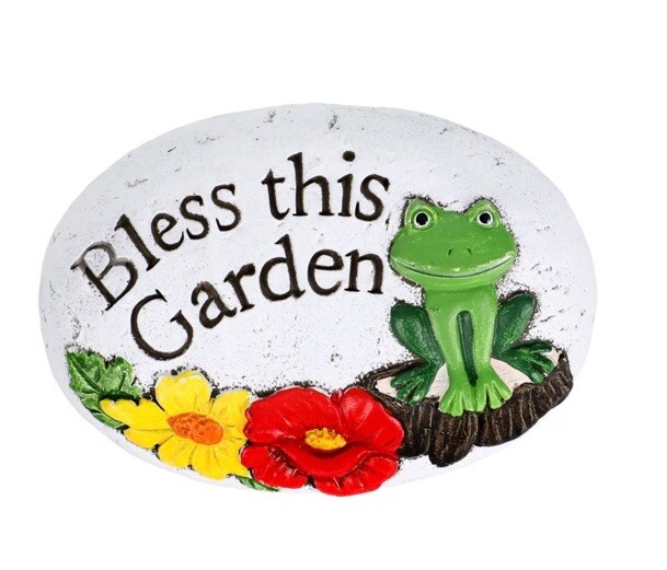 Decorative Concrete Garden Stone Frog with Flowers 3 Inch Season Decor