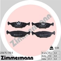 Zimmermann 20675.170.1 Bremsbelagsatz, Scheibenbremse FüR Bmw