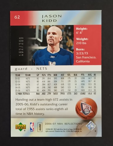 2006-07 Upper Deck Reflections Gold /299 #62 Jason Kidd - New Jersey Nets - Picture 2 of 2