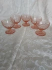 Vintage Depression Pink Hopnail Footed Sherbert Dishes Set Of 5