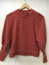 Madewell Women's Puff-Sleeve Mockneck Top in Bow-Tie Jacquard Burnt Orange XXS