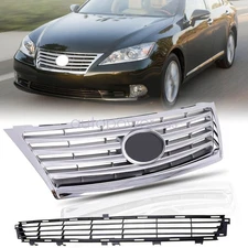 Fits 2010-2012 LEXUS ES350 3PC Front Bumper Upper & Lower Grille+Chrome Trim New