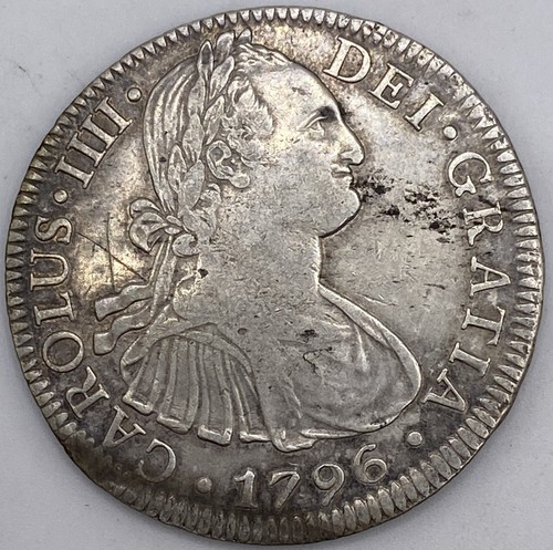Moneta 8 reales 1796 Spagna Messico zecca Città del Messico antica nave pirata moneta