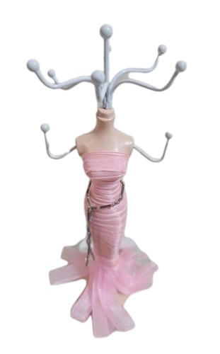 Mannequin Elegant Pink Dress Jewelry Earring Necklace Stand Display Holder 7.5" - Picture 3 of 7