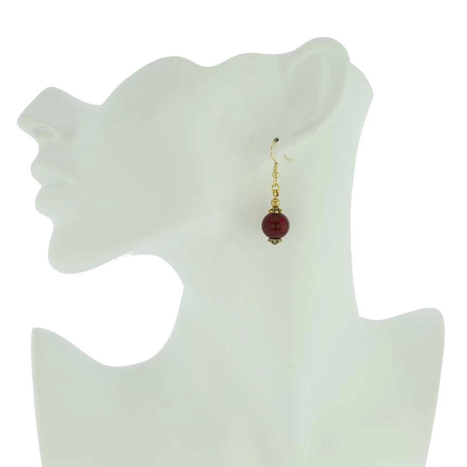 GlassOfVenice Murano Glass Antico Tesoro Balls Earrings -Ruby Red - Image 3 of 4
