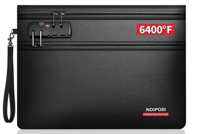 6400  Fireproof Money Bag with Lock,Dual-Zip Compartments Fireproof Document ...