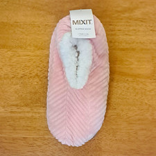 Mixit Slipper Sock Women  s Pink/White Slip-On Closed Toe Size L/XL NWT