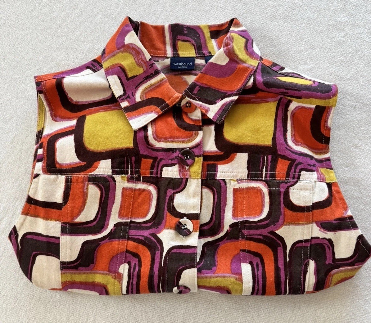 Westbound Geometric Pattern Multicolor Denim Vest… - image 11